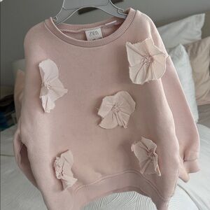 Zara Kids Blush Pink Sweatshirt with Floral Details